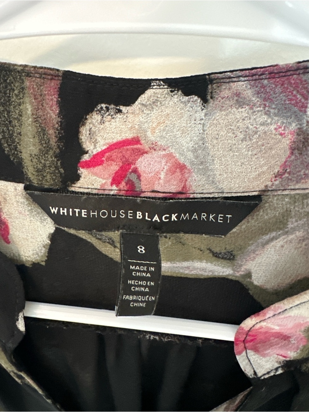 White House Black Market Blouse. Multi-color Floral Pleated Sleeves Size 8 - Picture 3 of 11